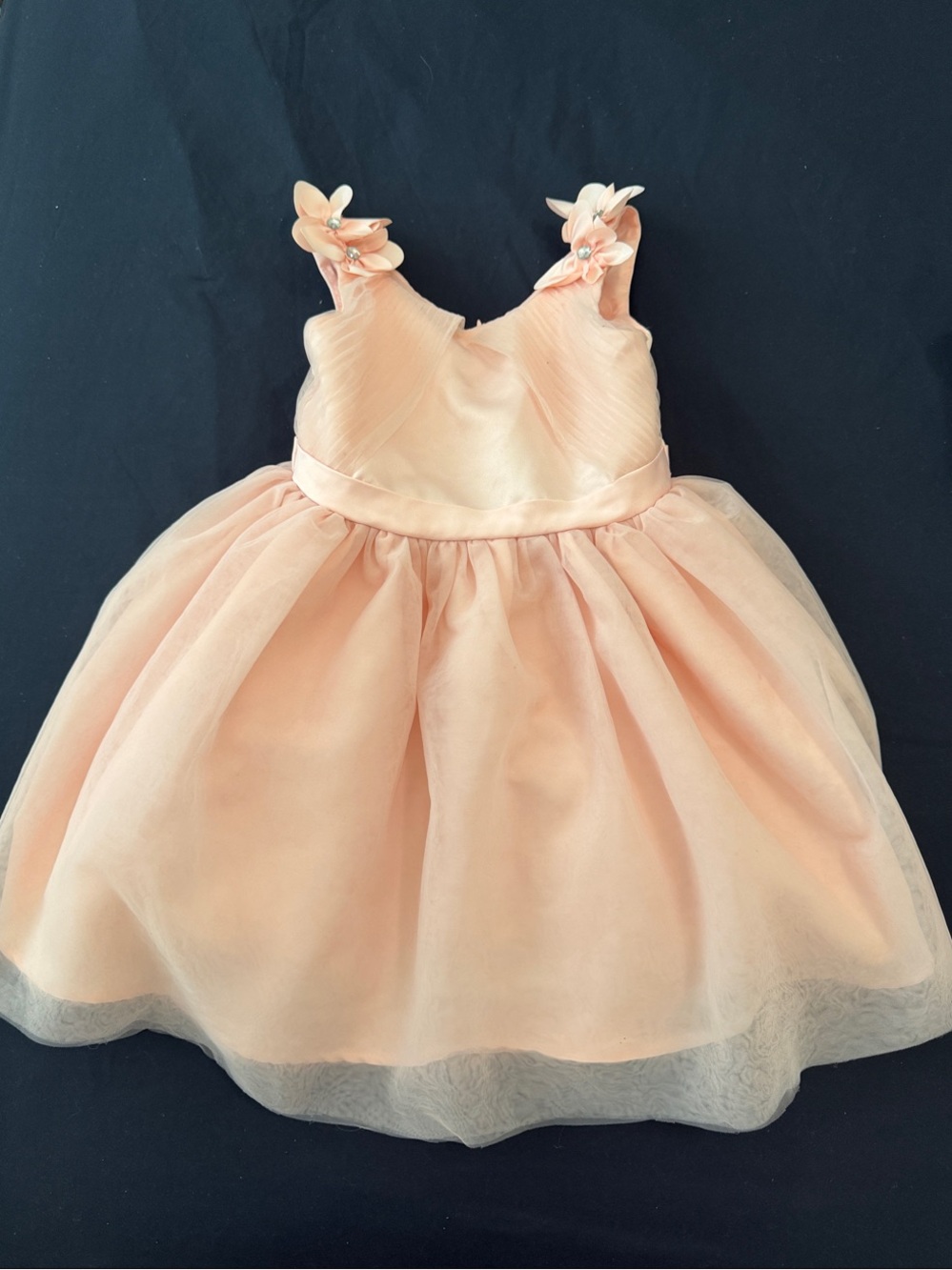 Jessica Simpson Peach Floral Strap Tulle Party Dress for Girls